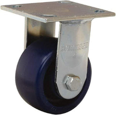 Hamilton - 4" Diam x 2" Wide x 5-5/8" OAH Top Plate Mount Rigid Caster - Polyurethane, 750 Lb Capacity, Sealed Precision Ball Bearing, 4 x 4-1/2" Plate - Americas Industrial Supply