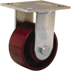 Hamilton - 4" Diam x 2" Wide x 5-5/8" OAH Top Plate Mount Rigid Caster - Cast Iron, 1,000 Lb Capacity, Precision Ball Bearing, 4 x 4-1/2" Plate - Americas Industrial Supply