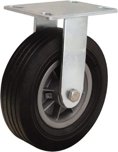 Hamilton - 8" Diam x 2-1/2" Wide, Rubber Rigid Caster - 400 Lb Capacity, Top Plate Mount, 5" x 5-1/2" Plate, Ball Bearing - Americas Industrial Supply