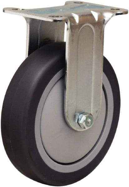 Hamilton - 5" Diam x 1-3/8" Wide x 6-1/16" OAH Top Plate Mount Rigid Caster - Rubber Mold on Polyolefin, 275 Lb Capacity, Precision Ball Bearing, 2-3/4 x 3-3/4" Plate - Americas Industrial Supply