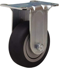 Hamilton - 3-1/2" Diam x 1-3/8" Wide x 4-13/16" OAH Top Plate Mount Rigid Caster - Rubber Mold on Polyolefin, 240 Lb Capacity, Precision Ball Bearing, 2-3/4 x 3-3/4" Plate - Americas Industrial Supply
