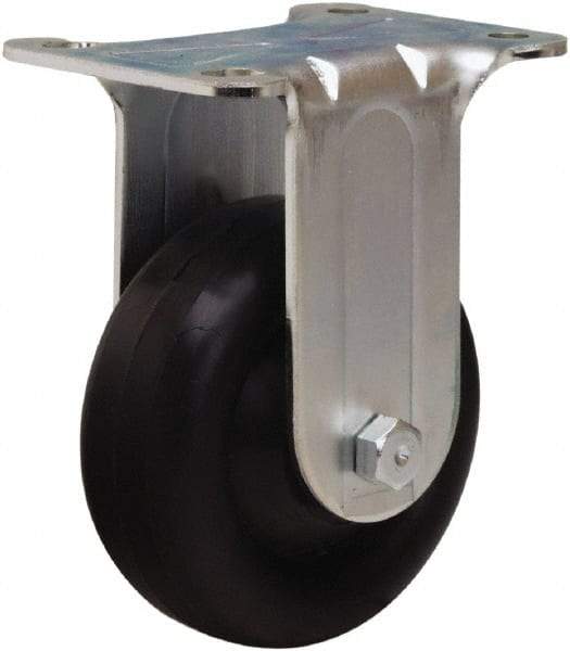 Hamilton - 3-1/2" Diam x 1-1/4" Wide x 4-13/16" OAH Top Plate Mount Rigid Caster - Hard Rubber, 225 Lb Capacity, Self-Lubricating Bearing, 2-3/4 x 3-3/4" Plate - Americas Industrial Supply