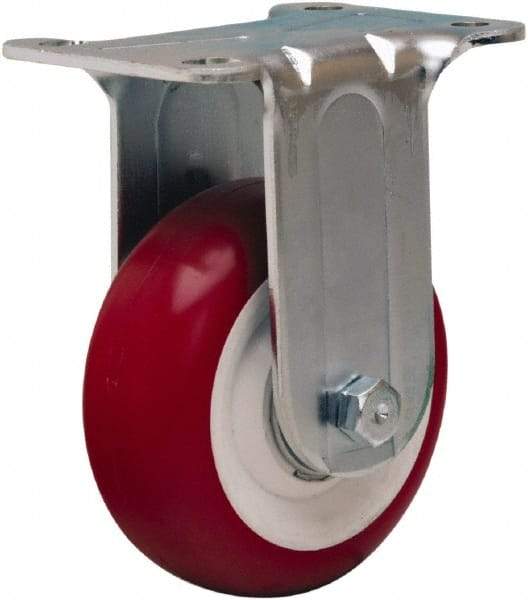 Hamilton - 3-1/2" Diam x 1-3/8" Wide x 4-13/16" OAH Top Plate Mount Rigid Caster - Polyurethane Mold on Polypropylene, 325 Lb Capacity, Sealed Precision Ball Bearing, 2-3/4 x 3-3/4" Plate - Americas Industrial Supply