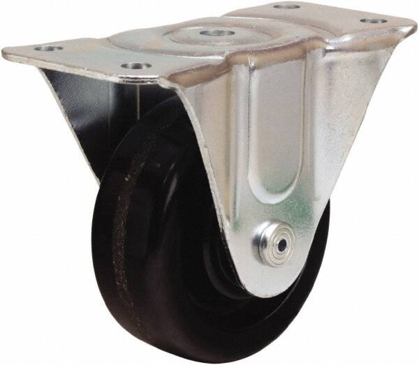 Hamilton - 4" Diam x 1-1/2" Wide x 5" OAH Top Plate Mount Rigid Caster - Phenolic, 375 Lb Capacity, Straight Roller Bearing, 3 x 6-3/16" Plate - Americas Industrial Supply