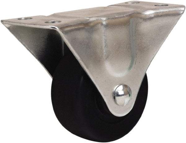 Hamilton - 2-1/2" Diam x 1-1/8" Wide x 3-1/4" OAH Top Plate Mount Rigid Caster - Hard Rubber, 175 Lb Capacity, Self-Lubricating Bearing, 2-1/4 x 4-1/2" Plate - Americas Industrial Supply