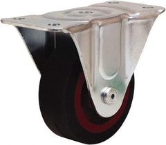 Hamilton - 4" Diam x 1-1/2" Wide x 5" OAH Top Plate Mount Rigid Caster - Rubber Mold on Cast Iron, 200 Lb Capacity, Straight Roller Bearing, 3 x 6-3/16" Plate - Americas Industrial Supply