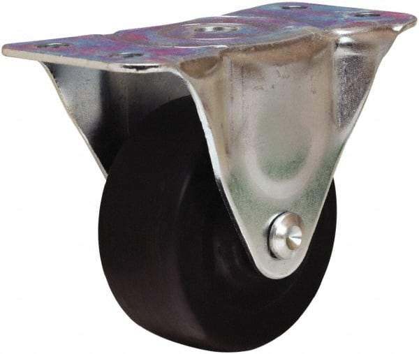 Hamilton - 3" Diam x 1-1/4" Wide x 3-3/4" OAH Top Plate Mount Rigid Caster - Hard Rubber, 125 Lb Capacity, Self-Lubricating Bearing, 2-1/2 x 5" Plate - Americas Industrial Supply