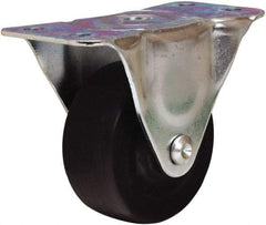 Hamilton - 3" Diam x 1-1/4" Wide x 3-3/4" OAH Top Plate Mount Rigid Caster - Hard Rubber, 125 Lb Capacity, Self-Lubricating Bearing, 2-1/2 x 5" Plate - Americas Industrial Supply