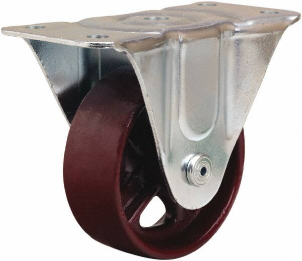 Hamilton - 4" Diam x 1-1/2" Wide x 5" OAH Top Plate Mount Rigid Caster - Cast Iron, 375 Lb Capacity, Plain Bore Bearing, 3 x 6-3/16" Plate - Americas Industrial Supply
