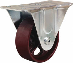 Hamilton - 4" Diam x 1-1/2" Wide x 5" OAH Top Plate Mount Rigid Caster - Cast Iron, 375 Lb Capacity, Plain Bore Bearing, 3 x 6-3/16" Plate - Americas Industrial Supply