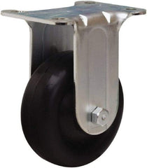 Hamilton - 3-1/2" Diam x 1-1/4" Wide x 4-13/16" OAH Top Plate Mount Rigid Caster - Hard Rubber, 140 Lb Capacity, Self-Lubricating Bearing, 2-3/4 x 3-3/4" Plate - Americas Industrial Supply