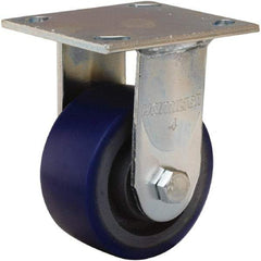 Hamilton - 4" Diam x 2" Wide x 5-5/8" OAH Top Plate Mount Rigid Caster - Polyurethane Mold onto Cast Iron Center, 600 Lb Capacity, Sealed Precision Ball Bearing, 4 x 4-1/2" Plate - Americas Industrial Supply