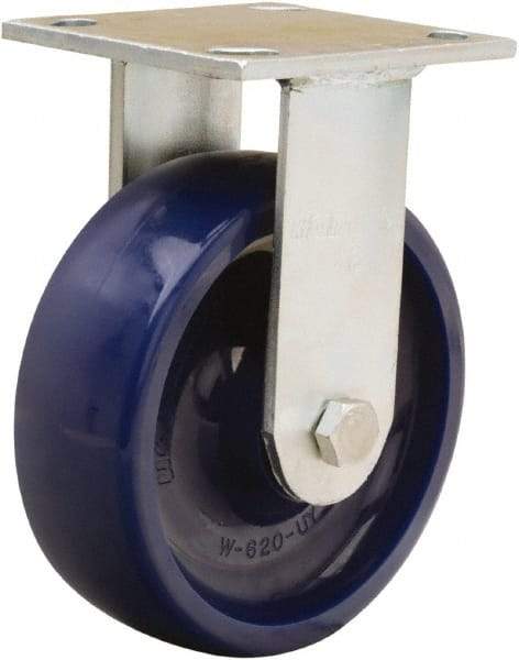 Hamilton - 6" Diam x 2" Wide x 7-1/2" OAH Top Plate Mount Rigid Caster - Polyurethane, Sealed Precision Ball Bearing, 4 x 4-1/2" Plate - Americas Industrial Supply