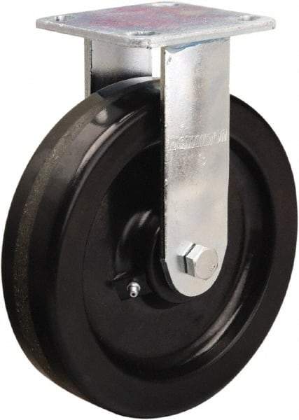 Hamilton - 8" Diam x 2" Wide x 9-1/2" OAH Top Plate Mount Rigid Caster - Phenolic, 1,200 Lb Capacity, Straight Roller Bearing, 4 x 4-1/2" Plate - Americas Industrial Supply