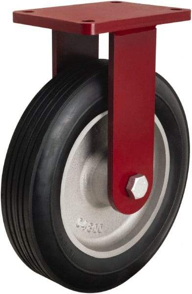 Hamilton - 12" Diam x 2-3/4" Wide, Rubber Rigid Caster - 800 Lb Capacity, Top Plate Mount, 6-1/8" x 7-1/2" Plate, Straight Roller Bearing - Americas Industrial Supply
