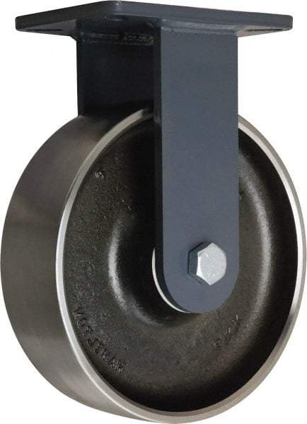 Hamilton - 10" Diam x 3" Wide x 12-1/2" OAH Top Plate Mount Rigid Caster - Forged Steel, 3,500 Lb Capacity, Sealed Precision Ball Bearing, 5-1/4 x 7-1/4" Plate - Americas Industrial Supply