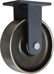 Hamilton - 10" Diam x 3" Wide x 12-1/2" OAH Top Plate Mount Rigid Caster - Forged Steel, 3,500 Lb Capacity, Sealed Precision Ball Bearing, 5-1/4 x 7-1/4" Plate - Americas Industrial Supply