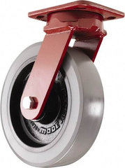 Hamilton - 8" Diam x 2" Wide x 9-1/2" OAH Top Plate Mount Swivel Caster - Polyurethane, 2,000 Lb Capacity, Sealed Precision Ball Bearing, 4 x 5" Plate - Americas Industrial Supply