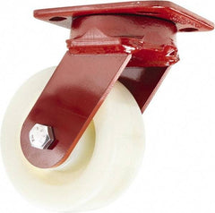 Hamilton - 5" Diam x 2" Wide x 6-1/2" OAH Top Plate Mount Swivel Caster - Nylon, 900 Lb Capacity, Sealed Precision Ball Bearing, 4 x 5" Plate - Americas Industrial Supply