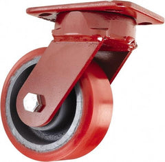 Hamilton - 5" Diam x 2" Wide x 6-1/2" OAH Top Plate Mount Swivel Caster - Polyurethane, 1,250 Lb Capacity, Sealed Precision Ball Bearing, 4 x 5" Plate - Americas Industrial Supply