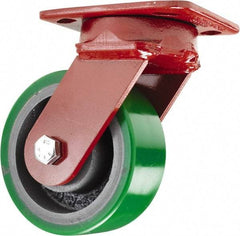 Hamilton - 5" Diam x 2" Wide x 6-1/2" OAH Top Plate Mount Swivel Caster - Polyurethane, 1,050 Lb Capacity, Sealed Precision Ball Bearing, 4 x 5" Plate - Americas Industrial Supply