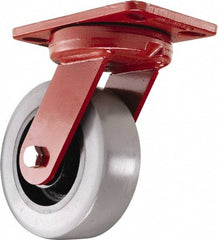 Hamilton - 6" Diam x 2" Wide x 7-3/4" OAH Top Plate Mount Swivel Caster - Polyurethane, 1,620 Lb Capacity, Sealed Precision Ball Bearing, 4-1/2 x 6-1/2" Plate - Americas Industrial Supply