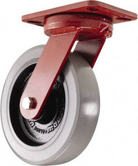 Hamilton - 8" Diam x 2" Wide x 9-3/4" OAH Top Plate Mount Swivel Caster - Polyurethane, 2,000 Lb Capacity, Sealed Precision Ball Bearing, 4-1/2 x 6-1/2" Plate - Americas Industrial Supply