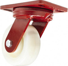 Hamilton - 5" Diam x 2" Wide x 6-3/4" OAH Top Plate Mount Swivel Caster - Nylon, 900 Lb Capacity, Sealed Precision Ball Bearing, 4-1/2 x 6-1/2" Plate - Americas Industrial Supply