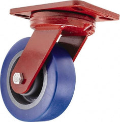 Hamilton - 6" Diam x 2" Wide x 7-3/4" OAH Top Plate Mount Swivel Caster - Polyurethane, 1,300 Lb Capacity, Sealed Precision Ball Bearing, 4-1/2 x 6-1/2" Plate - Americas Industrial Supply