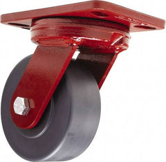Hamilton - 5" Diam x 2" Wide x 6-3/4" OAH Top Plate Mount Swivel Caster - Nylon, 2,000 Lb Capacity, Sealed Precision Ball Bearing, 4-1/2 x 6-1/2" Plate - Americas Industrial Supply