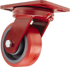 Hamilton - 5" Diam x 2" Wide x 6-3/4" OAH Top Plate Mount Swivel Caster - Polyurethane, 1,250 Lb Capacity, Sealed Precision Ball Bearing, 4-1/2 x 6-1/2" Plate - Americas Industrial Supply