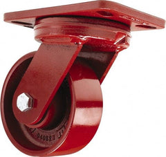 Hamilton - 5" Diam x 2" Wide x 6-3/4" OAH Top Plate Mount Swivel Caster - Cast Iron, 1,300 Lb Capacity, Sealed Precision Ball Bearing, 4-1/2 x 6-1/2" Plate - Americas Industrial Supply