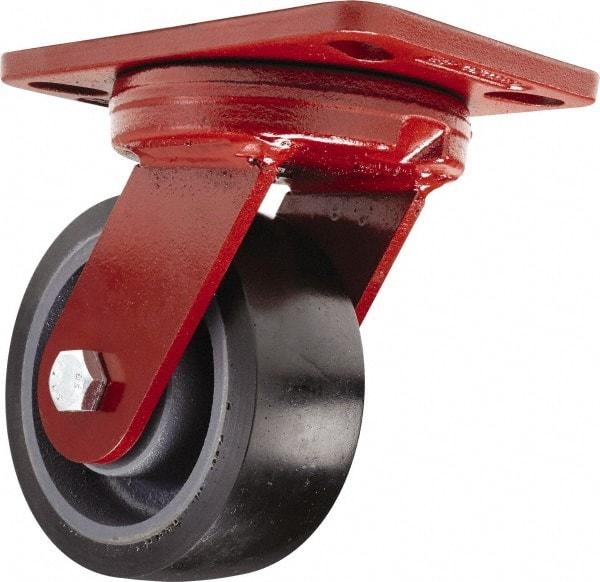 Hamilton - 5" Diam x 2" Wide x 6-3/4" OAH Top Plate Mount Swivel Caster - Polyurethane, 1,360 Lb Capacity, Sealed Precision Ball Bearing, 4-1/2 x 6-1/2" Plate - Americas Industrial Supply