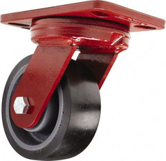 Hamilton - 5" Diam x 2" Wide x 6-3/4" OAH Top Plate Mount Swivel Caster - Polyurethane, 1,360 Lb Capacity, Sealed Precision Ball Bearing, 4-1/2 x 6-1/2" Plate - Americas Industrial Supply