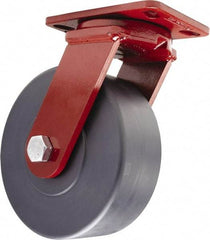 Hamilton - 10" Diam x 3" Wide x 11-1/2" OAH Top Plate Mount Swivel Caster - Nylon, 3,200 Lb Capacity, Sealed Precision Ball Bearing, 4-1/2 x 6-1/2" Plate - Americas Industrial Supply