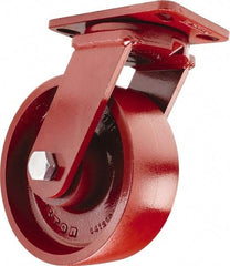 Hamilton - 10" Diam x 3" Wide x 11-1/2" OAH Top Plate Mount Swivel Caster - Cast Iron, 2,600 Lb Capacity, Sealed Precision Ball Bearing, 4-1/2 x 6-1/2" Plate - Americas Industrial Supply