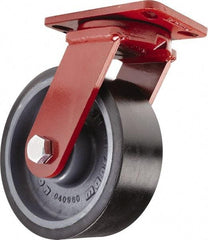 Hamilton - 10" Diam x 3" Wide x 11-1/2" OAH Top Plate Mount Swivel Caster - Polyurethane, 3,200 Lb Capacity, Sealed Precision Ball Bearing, 4-1/2 x 6-1/2" Plate - Americas Industrial Supply