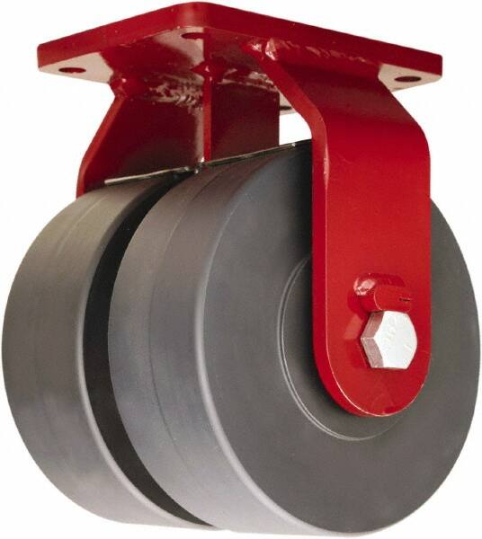 Hamilton - 6" Diam x 3" Wide x 8-1/2" OAH Top Plate Mount Dual Rigid Caster - Nylon, 7,000 Lb Capacity, Sealed Precision Ball Bearing, 5-1/2 x 7-1/2" Plate - Americas Industrial Supply