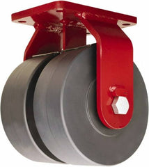 Hamilton - 6" Diam x 3" Wide x 8-1/2" OAH Top Plate Mount Dual Rigid Caster - Nylon, 7,000 Lb Capacity, Sealed Precision Ball Bearing, 5-1/2 x 7-1/2" Plate - Americas Industrial Supply