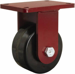 Hamilton - 6" Diam x 3" Wide x 8-1/2" OAH Top Plate Mount Rigid Caster - Phenolic, 2,000 Lb Capacity, Tapered Roller Bearing, 5-1/2 x 7-1/2" Plate - Americas Industrial Supply