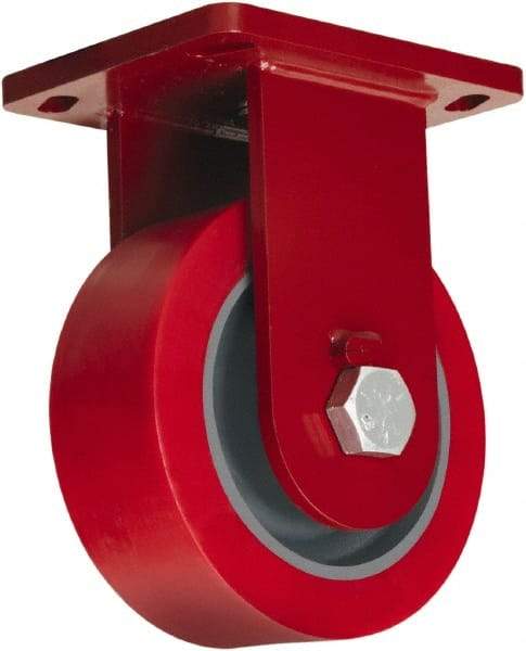 Hamilton - 12" Diam x 4" Wide x 15-1/2" OAH Top Plate Mount Swivel Caster - Polyurethane, 7,200 Lb Capacity, Tapered Roller Bearing, 6-1/2 x 7-1/2" Plate - Americas Industrial Supply