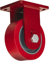 Hamilton - 12" Diam x 4" Wide x 15-1/2" OAH Top Plate Mount Rigid Caster - Polyurethane, 7,200 Lb Capacity, Tapered Roller Bearing, 6-1/2 x 7-1/2" Plate - Americas Industrial Supply