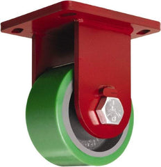 Hamilton - 6" Diam x 3" Wide x 8-1/2" OAH Top Plate Mount Rigid Caster - Polyurethane Mold onto Cast Iron Center, 2,200 Lb Capacity, Sealed Precision Ball Bearing, 6-1/2 x 7-1/2" Plate - Americas Industrial Supply