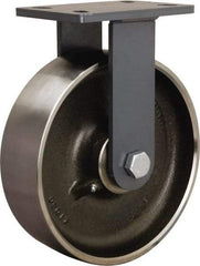 Hamilton - 10" Diam x 3" Wide x 12-1/16" OAH Top Plate Mount Rigid Caster - Forged Steel, 2,400 Lb Capacity, Tapered Roller Bearing, 5 x 7" Plate - Americas Industrial Supply