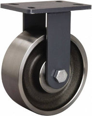 Hamilton - 8" Diam x 3" Wide x 10-1/4" OAH Top Plate Mount Rigid Caster - Forged Steel, 2,400 Lb Capacity, Sealed Precision Ball Bearing, 5 x 7" Plate - Americas Industrial Supply