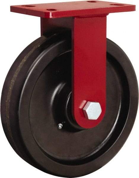 Hamilton - 10" Diam x 2-1/2" Wide x 11-1/2" OAH Top Plate Mount Rigid Caster - Phenolic, 2,200 Lb Capacity, Tapered Roller Bearing, 5 x 7" Plate - Americas Industrial Supply