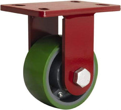 Hamilton - 5" Diam x 2-1/2" Wide x 7" OAH Top Plate Mount Rigid Caster - Polyurethane Mold onto Cast Iron Center, 1,300 Lb Capacity, Straight Roller Bearing, 5 x 7" Plate - Americas Industrial Supply