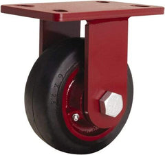 Hamilton - 6" Diam x 2-1/2" Wide x 7-1/2" OAH Top Plate Mount Rigid Caster - Rubber Mold on Cast Iron, 540 Lb Capacity, Tapered Roller Bearing, 5 x 7" Plate - Americas Industrial Supply