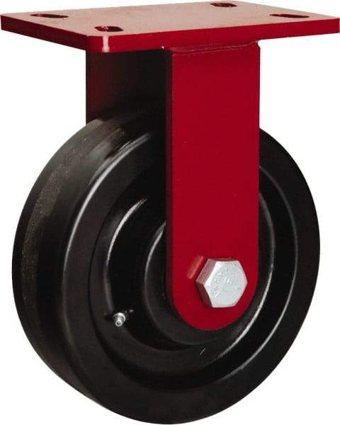 Hamilton - 8" Diam x 2-1/2" Wide x 10-1/8" OAH Top Plate Mount Rigid Caster - Phenolic, 2,000 Lb Capacity, Tapered Roller Bearing, 5 x 7" Plate - Americas Industrial Supply