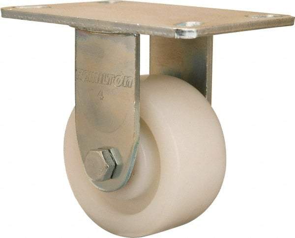 Hamilton - 4" Diam x 2" Wide x 5-5/8" OAH Top Plate Mount Rigid Caster - Nylon, 800 Lb Capacity, Sealed Precision Ball Bearing, 4-1/2 x 6-1/4" Plate - Americas Industrial Supply